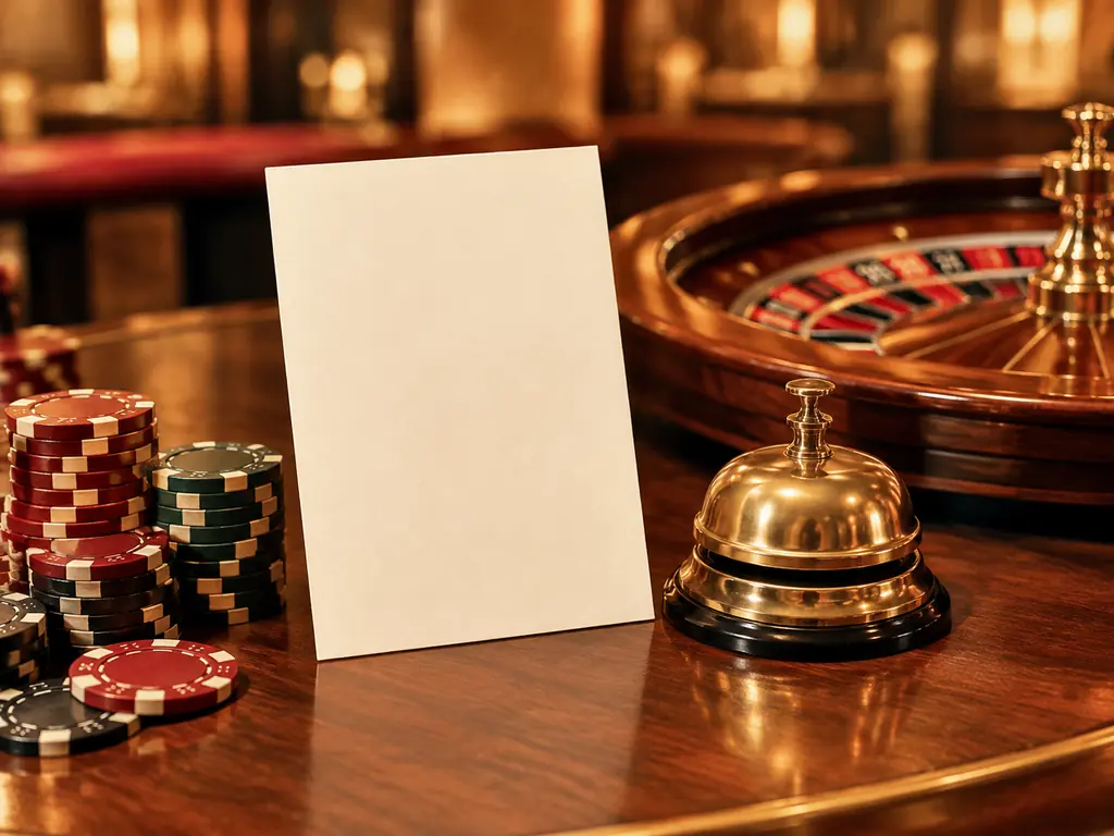 Kartu informasi kosong di meja roulette kasino